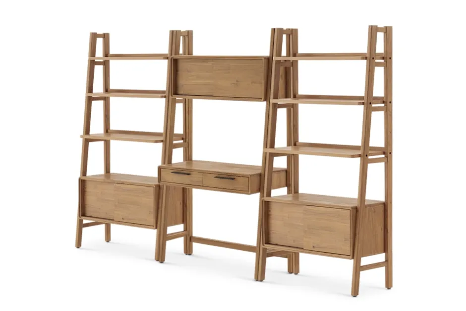 New Seb Wall Desk with Bookshelf Set Shelves & Bookcases