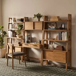New Seb Wall Desk with Bookshelf Set Shelves & Bookcases