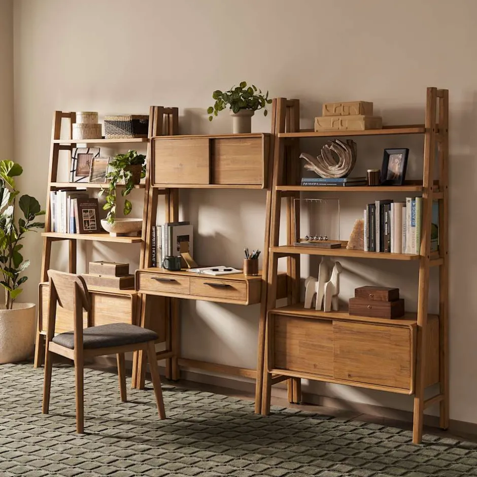 New Seb Wall Desk with Bookshelf Set Shelves & Bookcases