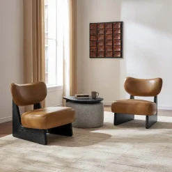 Fashion Solange Leather Chair Armchairs And Accent Chairs|Small Living Room Furniture