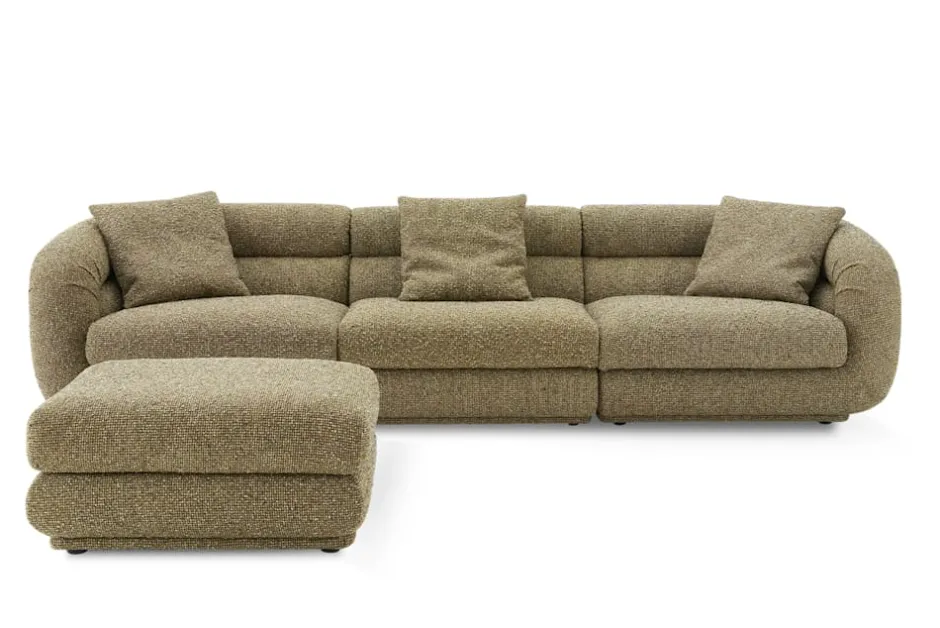 Hot Solari Performance Fabric Extended Sofa with Ottoman Living Room Sets|Living Room Sets