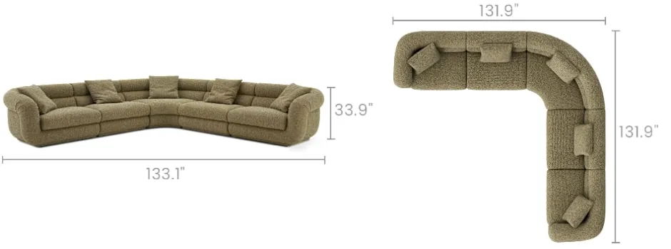 Hot Solari Performance Fabric L-Shaped Sectional Sofa Sectional Sofas