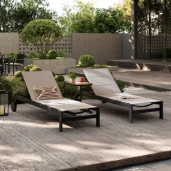 Sale Sorrento Outdoor 2 Chaise Lounges & C-Side Table Set Outdoor Lounge Chairs|Outdoor Furniture Sets