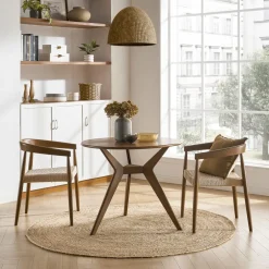 Sale Tribeca Round Dining Table with 2 Austen Dining Arm Chairs, Walnut Stain Small Dining Room Furniture|Dining Room Furniture Sets