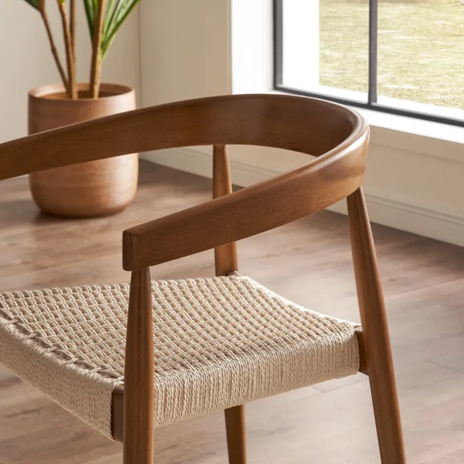 Sale Tribeca Round Dining Table with 2 Austen Dining Arm Chairs, Walnut Stain Small Dining Room Furniture|Dining Room Furniture Sets
