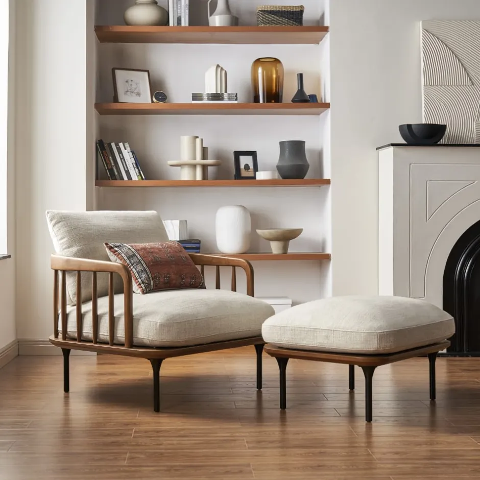 Outlet Wayne Armchair with Ottoman Armchairs And Accent Chairs|Living Room Sets